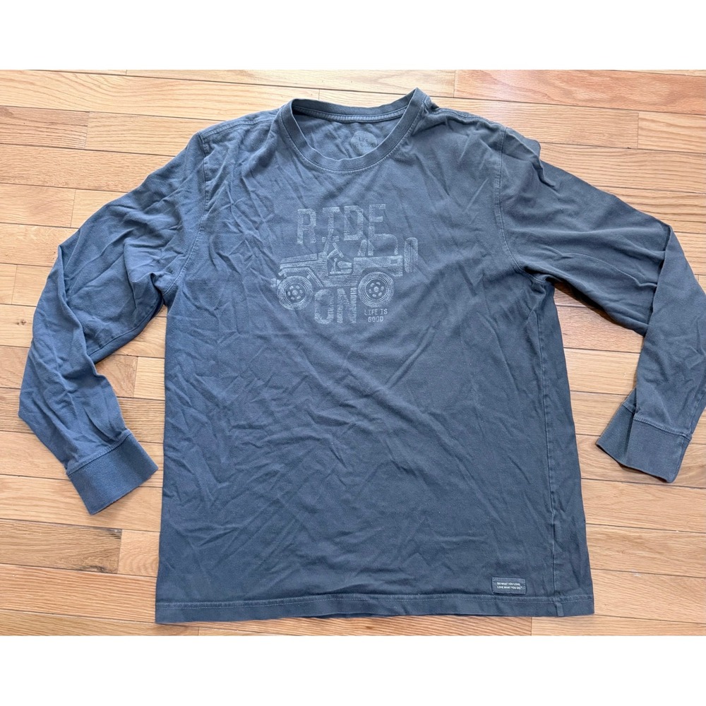 Life is Good Mens Ride On Off-Road Graphic Long Sleeve Tee Charcoal Gray Large
